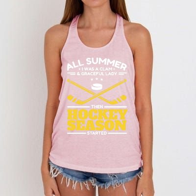 Ice Hockey All Summer Graceful Lady Then Hockey Season Gift Women's Knotted Racerback Tank