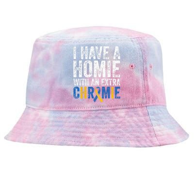 I Have A Homie With An Extra Chromie Down Syndrome Awareness Tie-Dyed Bucket Hat