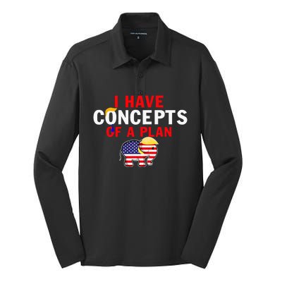 I Have A Concept Of A Plan Trump Harris Silk Touch Performance Long Sleeve Polo