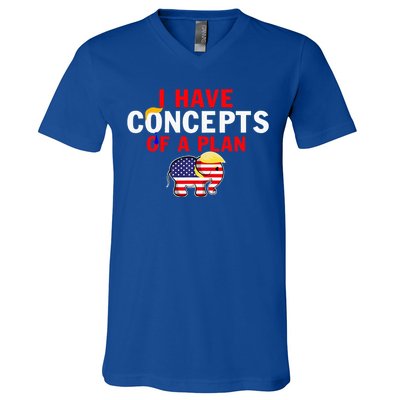 I Have A Concept Of A Plan Trump Harris V-Neck T-Shirt