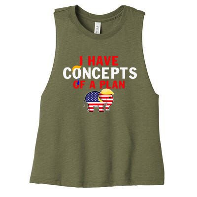 I Have A Concept Of A Plan Trump Harris Women's Racerback Cropped Tank