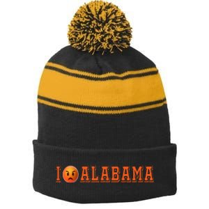 I Hate Alabama Blue And Orange Sports Fan Stripe Pom Pom Beanie