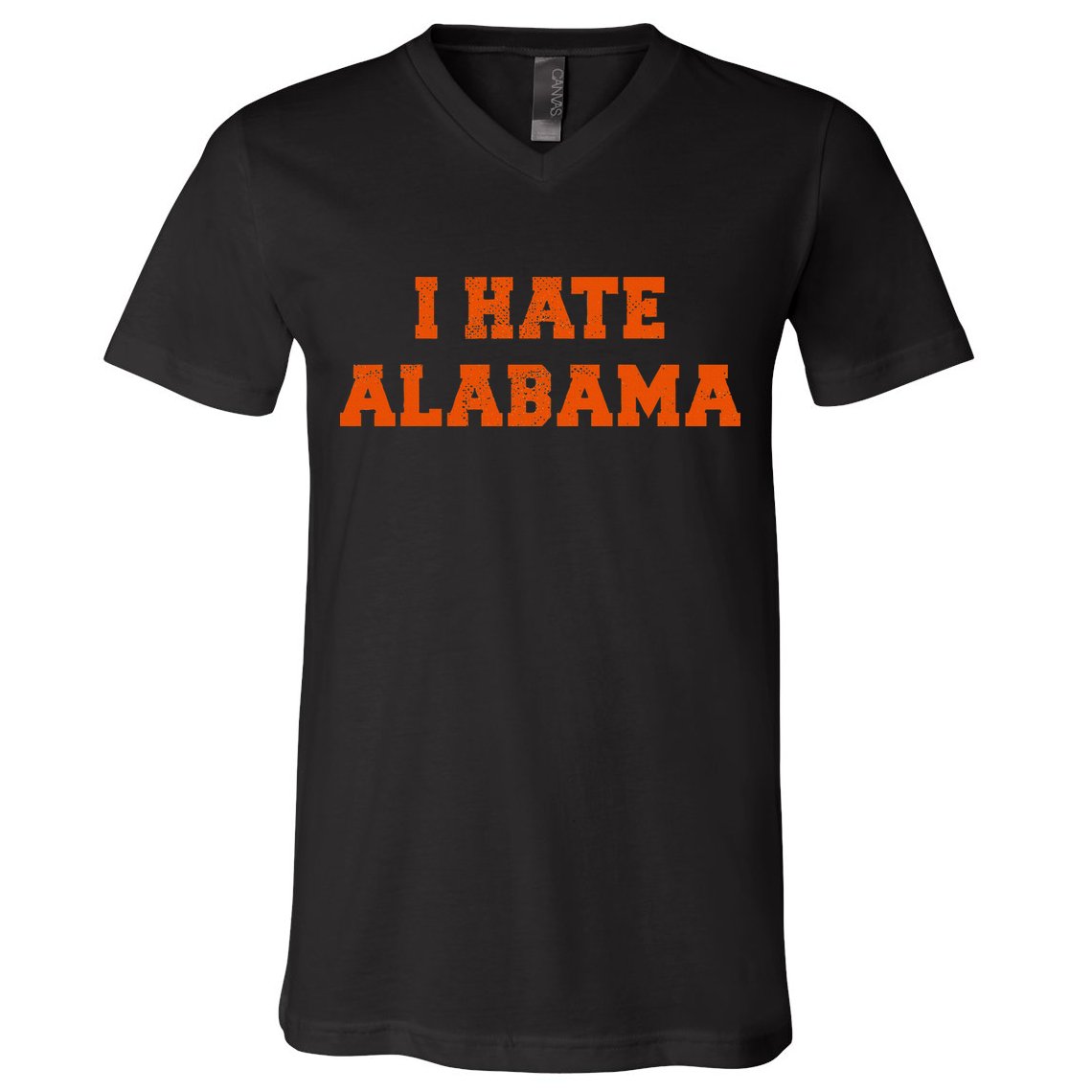 I Hate Alabama Orange And Blue Sports Fan Tailgating V-Neck T-Shirt