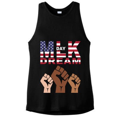 I Have A Dream Mlk Day Fist Up Ladies PosiCharge Tri-Blend Wicking Tank