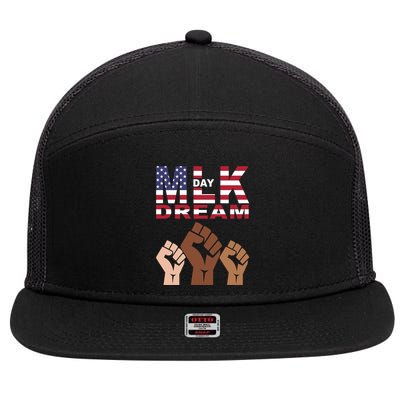I Have A Dream Mlk Day Fist Up 7 Panel Mesh Trucker Snapback Hat