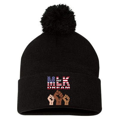 I Have A Dream Mlk Day Fist Up Pom Pom 12in Knit Beanie