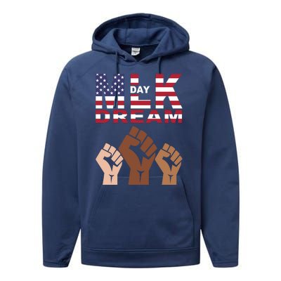 I Have A Dream Mlk Day Fist Up Performance Fleece Hoodie