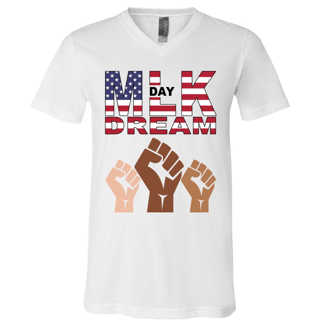 I Have A Dream Mlk Day Fist Up V-Neck T-Shirt