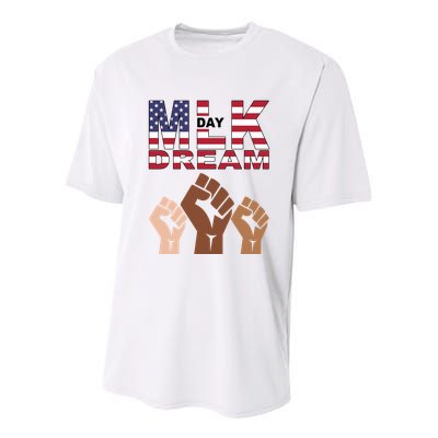 I Have A Dream Mlk Day Fist Up Youth Performance Sprint T-Shirt