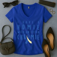 I Have A Homie With An Extra Chromie Down Syndrome Awareness Cool Gift Women's V-Neck T-Shirt