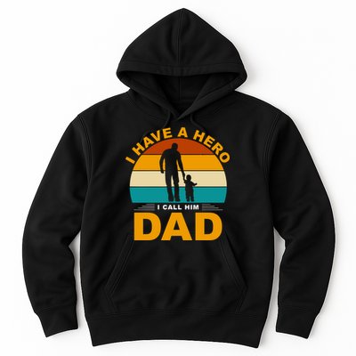 I Have A Hero I Call Him Dad Retro Sunset Hoodie