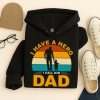 I Have A Hero I Call Him Dad Retro Sunset Hoodie