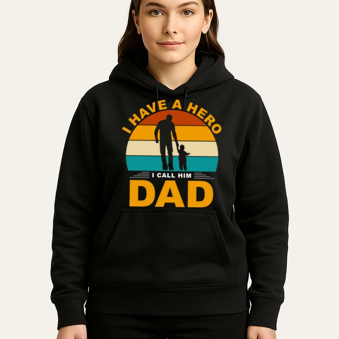 I Have A Hero I Call Him Dad Retro Sunset Hoodie