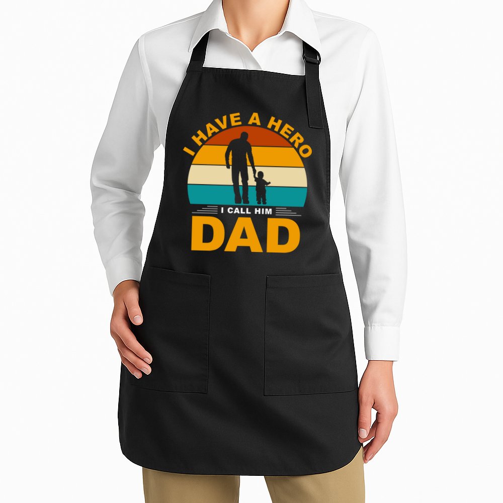 I Have A Hero I Call Him Dad Retro Sunset Apron