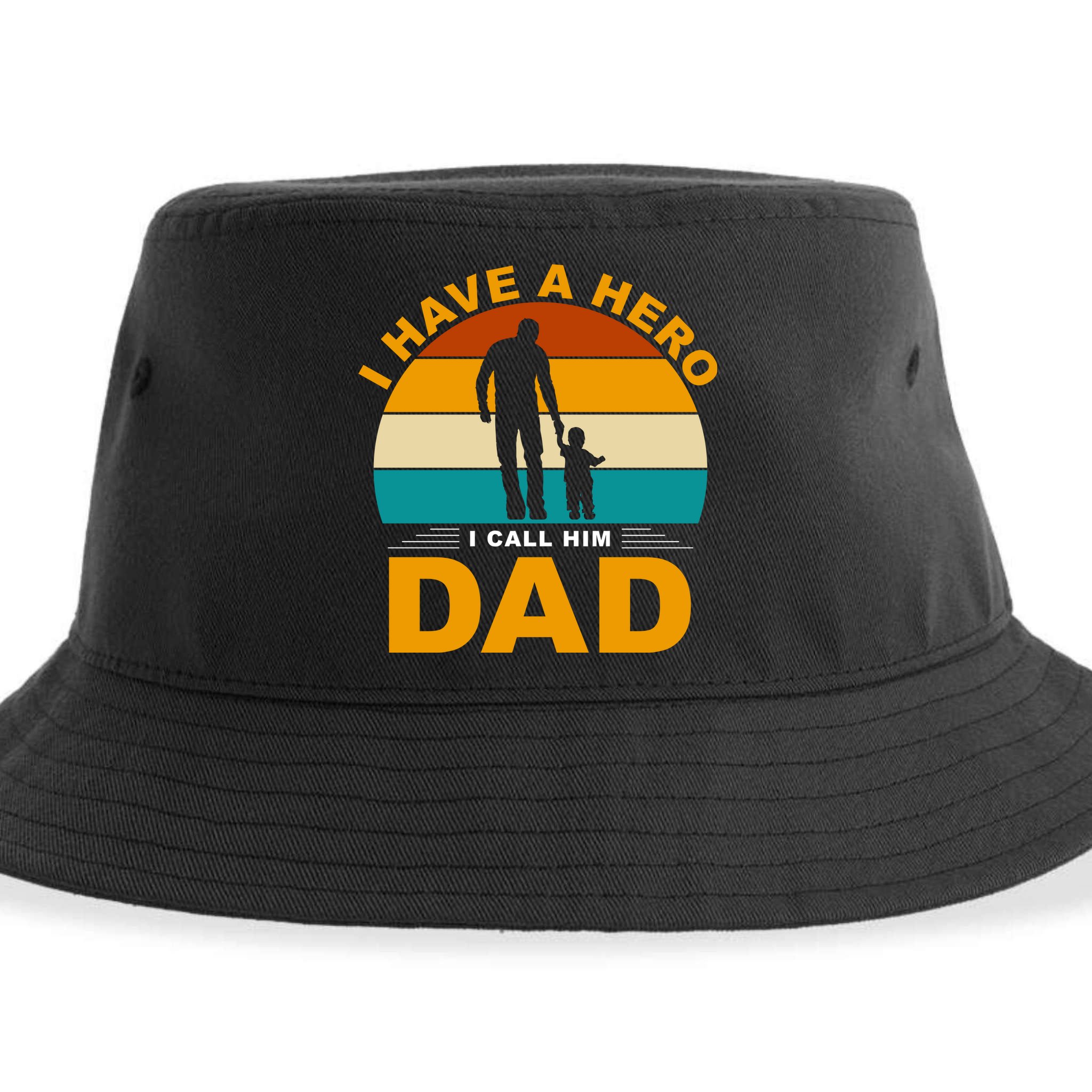 I Have A Hero I Call Him Dad Retro Sunset Sustainable Bucket Hat