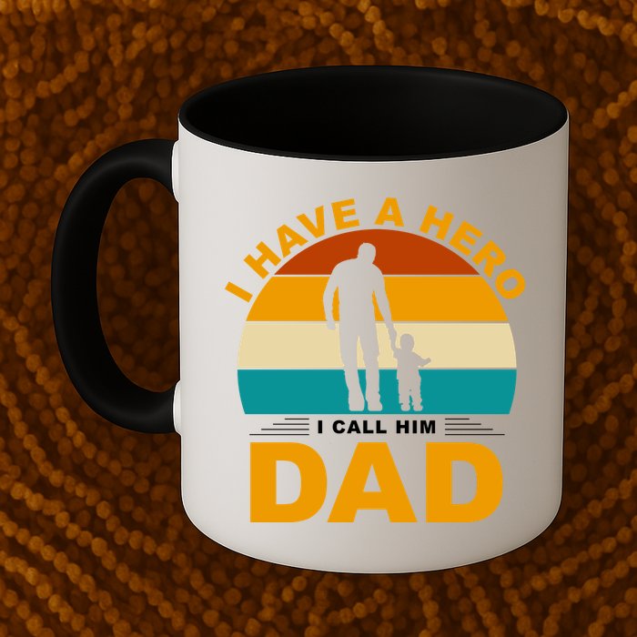 I Have A Hero I Call Him Dad Retro Sunset Mug