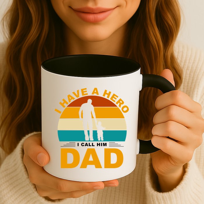 I Have A Hero I Call Him Dad Retro Sunset Mug