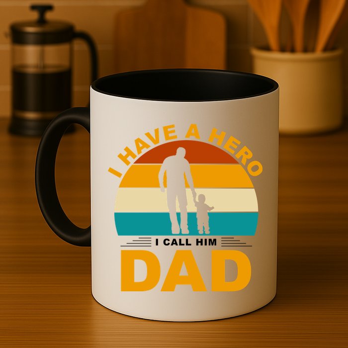 I Have A Hero I Call Him Dad Retro Sunset Mug