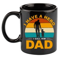 I Have A Hero I Call Him Dad Retro Sunset 11oz C Handle Ceramic Mug