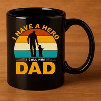 I Have A Hero I Call Him Dad Retro Sunset 11oz C Handle Ceramic Mug