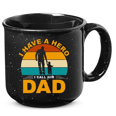 I Have A Hero I Call Him Dad Retro Sunset 15oz Campfire Ceramic Mug