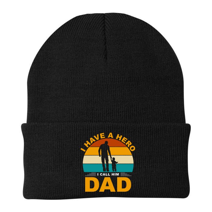 I Have A Hero I Call Him Dad Retro Sunset Beanie