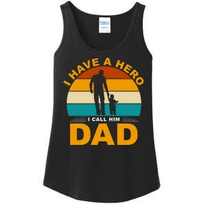 I Have A Hero I Call Him Dad Retro Sunset Ladies Essential Tank