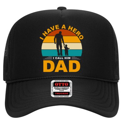 I Have A Hero I Call Him Dad Retro Sunset Trucker Hat