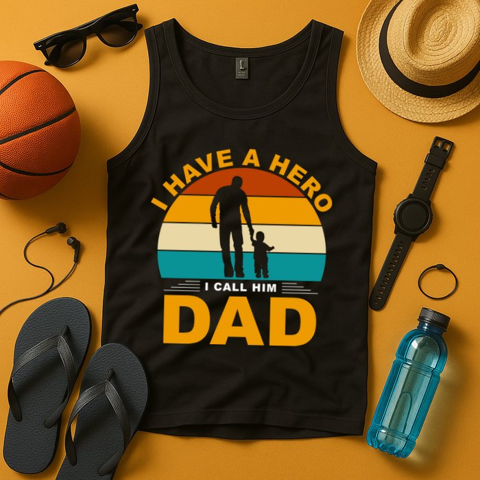 I Have A Hero I Call Him Dad Retro Sunset Tank Top