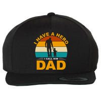 I Have A Hero I Call Him Dad Retro Sunset Wool Snapback Cap