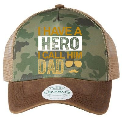 I Have A Hero I Call Him Dad Fathers Day Legacy Tie Dye Trucker Hat