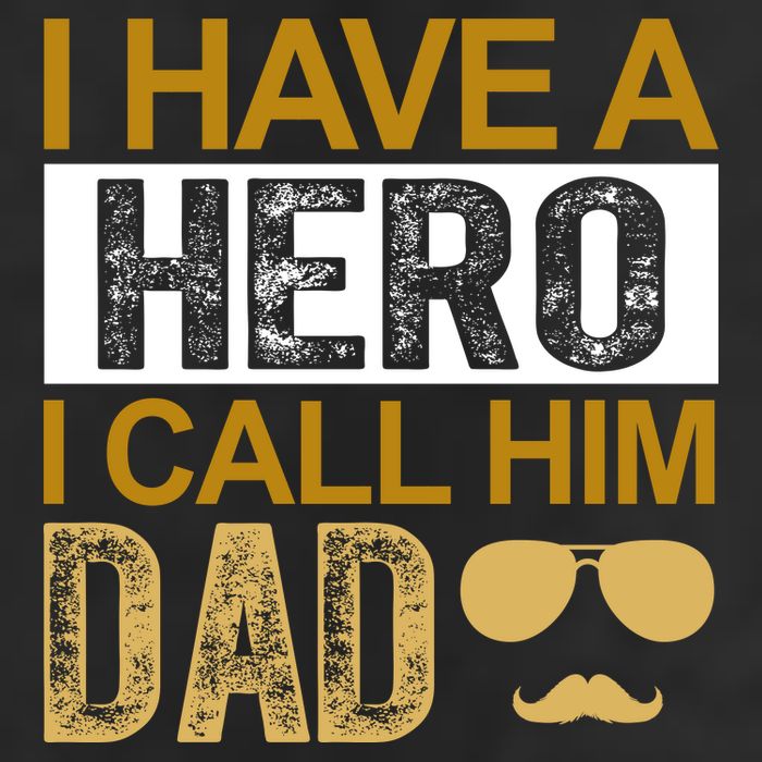 I Have A Hero I Call Him Dad Fathers Day 7 Panel Mesh Trucker Snapback Hat