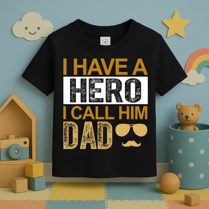 I Have A Hero I Call Him Dad Fathers Day Toddler T-Shirt