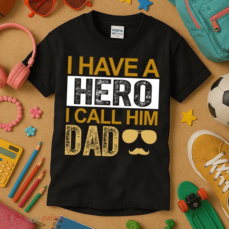 I Have A Hero I Call Him Dad Fathers Day Kids T-Shirt