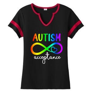 Infinity Heart Autism Awareness Acceptance Gift Ladies Halftime Notch Neck Tee