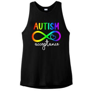 Infinity Heart Autism Awareness Acceptance Gift Ladies PosiCharge Tri-Blend Wicking Tank