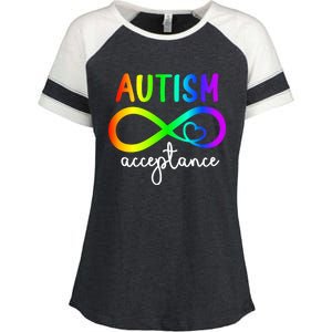 Infinity Heart Autism Awareness Acceptance Gift Enza Ladies Jersey Colorblock Tee