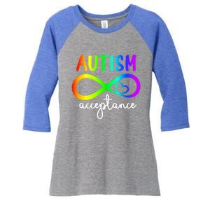 Infinity Heart Autism Awareness Acceptance Gift Women's Tri-Blend 3/4-Sleeve Raglan Shirt