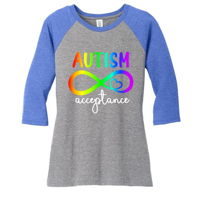 Infinity Heart Autism Awareness Acceptance Gift Women's Tri-Blend 3/4-Sleeve Raglan Shirt