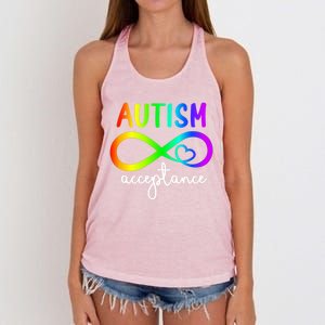 Infinity Heart Autism Awareness Acceptance Gift Women's Knotted Racerback Tank