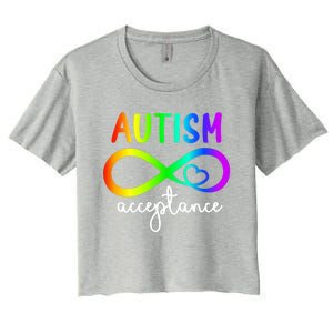 Infinity Heart Autism Awareness Acceptance Gift Women's Crop Top Tee