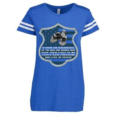 In Honor And Remembrance Of The Peace Officers Back The Blue Cool Gift Enza Ladies Jersey Football T-Shirt