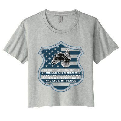 In Honor And Remembrance Of The Peace Officers Back The Blue Cool Gift Women's Crop Top Tee