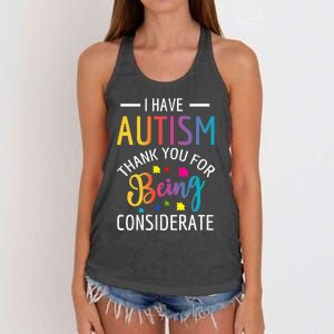 I Have Autism Autistic funny autism awareness month Women's Knotted Racerback Tank