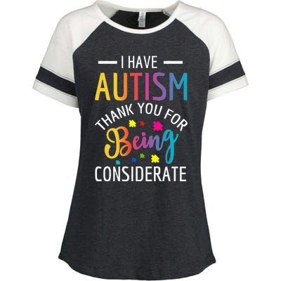 I Have Autism Autistic funny autism awareness month Enza Ladies Jersey Colorblock Tee