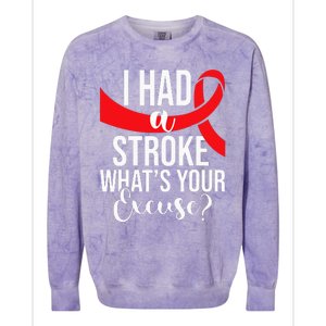 I Had A Stroke Stroke Survivor Red Awareness Ribbon Colorblast Crewneck Sweatshirt