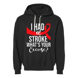 I Had A Stroke Stroke Survivor Red Awareness Ribbon Garment-Dyed Fleece Hoodie