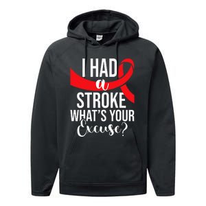 I Had A Stroke Stroke Survivor Red Awareness Ribbon Performance Fleece Hoodie