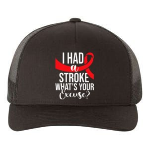 I Had A Stroke Stroke Survivor Red Awareness Ribbon Yupoong Adult 5-Panel Trucker Hat