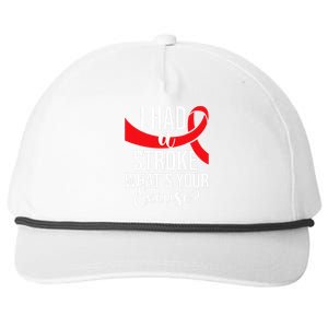 I Had A Stroke Stroke Survivor Red Awareness Ribbon Snapback Five-Panel Rope Hat